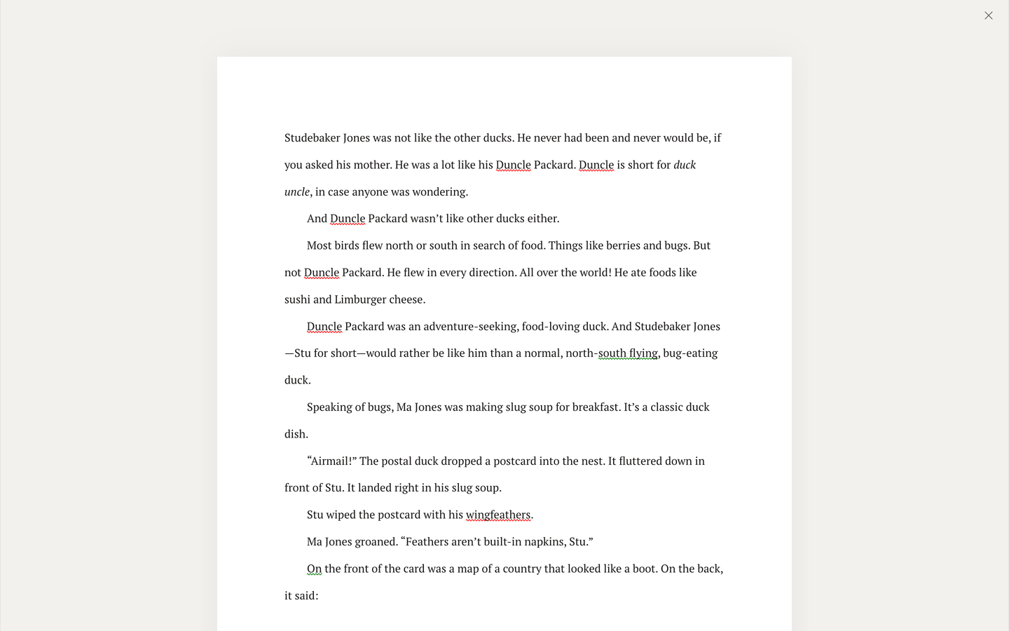 A manuscript in Focus Mode, centered with the interface stripped away and an Exit Focus Mode (X) button in the top corner.