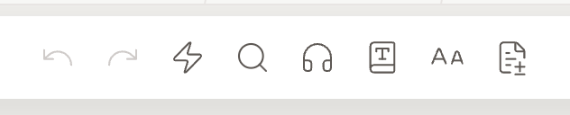The editor toolbar: Undo, Redo, Quick Open, Find, Read to Me, the formatting toggle, fonts, and export.
